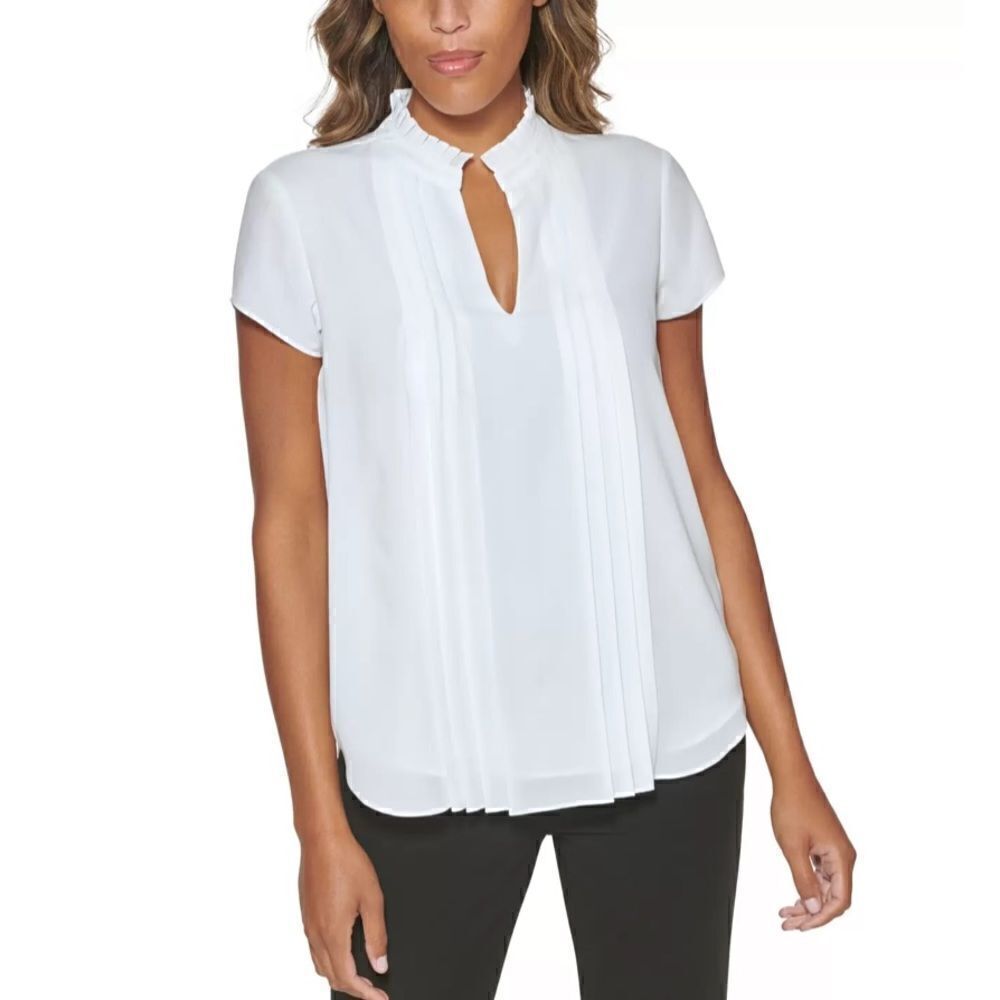 🍑 Calvin Klein Petite Ruffle-Neck Top